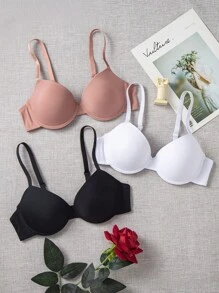 DesireSculpt 3入組素色鋼圈文胸 - 彩色 - 查看 4