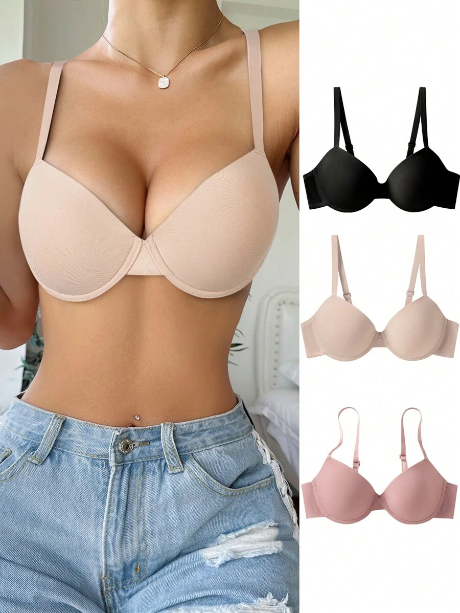 3pcs Chất rắn Vòng thép Bras - Nhiều màu - Xem 1