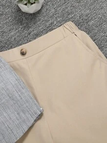 SHEIN Tween Boys' Preppy Style Gentleman Casual Shirt And Shorts Set - Multicolor - View 3