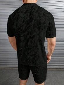 Manfinity VCAY Nam Chất rắn Cổ áo Áo sơ mi & Quần short - màu đen - Xem 2