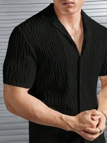 Manfinity VCAY Nam Chất rắn Cổ áo Áo sơ mi & Quần short - màu đen - Xem 6