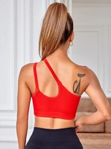 SHEIN Yoga Sxy Top deportivo de un hombro - Rojo - Ver 2