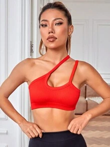 SHEIN Yoga Sxy Top deportivo de un hombro - Rojo - Ver 6