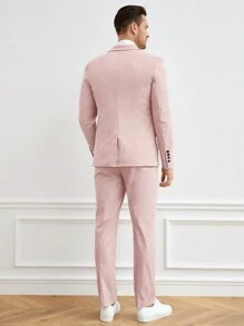 Manfinity NiteLyfe Bộ đồ nam Túi Nút phía trước màu trơn Giải trí - Màu Hồng baby - Xem 7