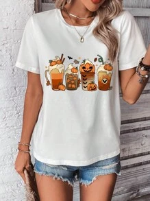 SHEIN Clasi Camiseta con estampado de halloween - Blanco - Ver 8