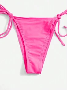 Sweetness Solid Halter Tie Side Bikini Set For Summer Beach