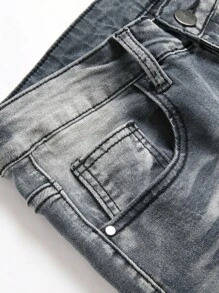 Men Ripped Skinny Jeans - Grey - View 4