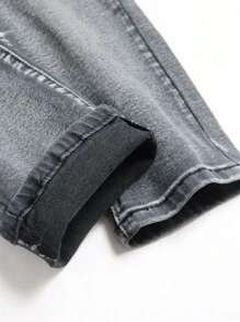 Men Ripped Skinny Jeans - Grey - View 5