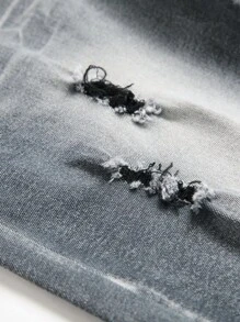 Men Ripped Skinny Jeans - Grey - View 6