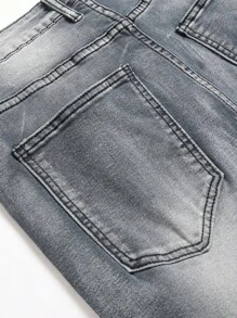 Men Ripped Skinny Jeans - Grey - View 7