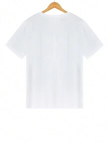 Männer T-Shirt mit Buchstaben & Blatt Muster, - Weiss - Übersicht 2