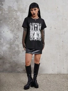 IamYouth Đồ họa Hình Tương phản Fishnet Áo thun - màu đen - Xem 6