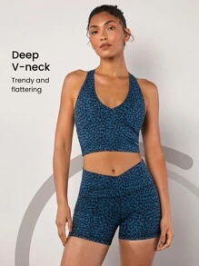 GLOWMODE Featherfit™十字背部露肩款豹紋運動背心 - 彩色 - 查看 5