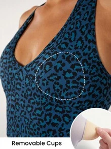 GLOWMODE Featherfit™十字背部露肩款豹紋運動背心 - 彩色 - 查看 6