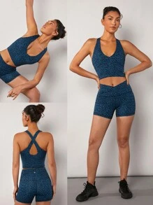 GLOWMODE Featherfit™十字背部露肩款豹紋運動背心 - 彩色 - 查看 8