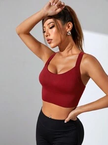 Yoga Basic Áo Tees & Tanks  Thể thao Nữ Lộ Lưng Hội Chữ thập màu trơn - Màu Đỏ Sâu - Xem 3
