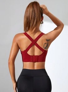 Yoga Basic Áo Tees & Tanks  Thể thao Nữ Lộ Lưng Hội Chữ thập màu trơn - Màu Đỏ Sâu - Xem 6
