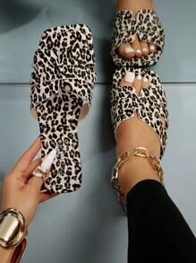 Dép in da báo phẳng một mảnh thời trang thoải mái mùa hè cho phụ nữ có kích thước lớn - Nhiều màu - Xem 1