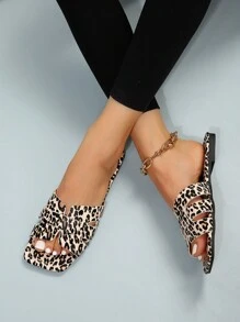 Dép in da báo phẳng một mảnh thời trang thoải mái mùa hè cho phụ nữ có kích thước lớn - Nhiều màu - Xem 6