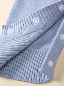 男嬰前蝴蝶結拼接領前蝴蝶結針織連身褲 - 藍色 - 查看 3