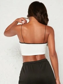 SHEIN BASICS Contrast Binding Crop Cami Top - White - View 2