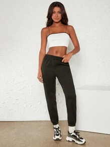 SHEIN BASICS Contrast Binding Crop Cami Top - White - View 5