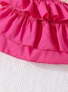 Baby Ruffle Trim Cami Top & Tropical Print Belted Shorts - Multicolor - View 5