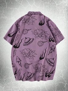 ROMWE MEN Goth 男士骷髅頭圖案襯衫 - 紫色 - 查看 2