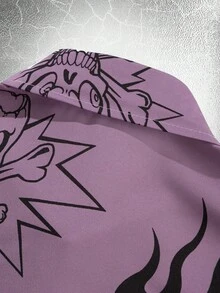 ROMWE MEN Goth 男士骷髅頭圖案襯衫 - 紫色 - 查看 4