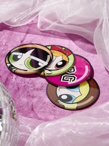 THE POWERPUFF GIRLS X SHEIN 4入组/套PMMA杯墊,卡通圖案桌墊餐桌