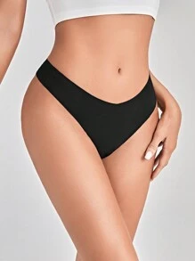 5 paquetes Conjunto de tangas sexy sin marcas de invisibles de color sólido - Multicolor - Ver 7