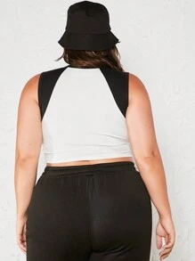 SHEIN BASICS 大碼撞色短款背心