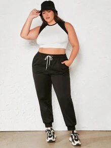 SHEIN BASICS 大碼撞色短款背心