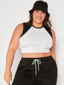 SHEIN BASICS 大碼撞色短款背心