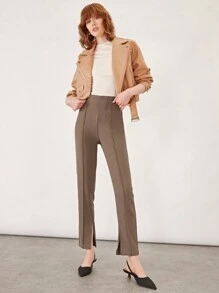 BizChic Cao eo Viền chia cắt Quần Trang phục làm việc - Màu nâu  Mocha - Xem 7