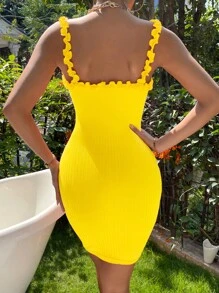 SHEIN Privé Frill Trim Cami Bodycon Dress,Summer Dresses
Spring Clothes - Yellow - View 2