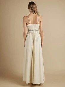 SHEIN Belle Robe De Demoiselle D'honneur À Fines Brides En Dentelle Fendu