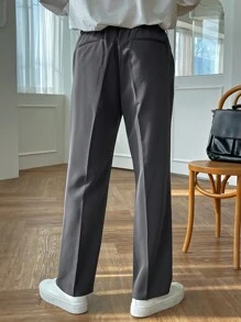 DAZY 男士斜插口袋西装裤商务装 - 深灰色 - 查看 2