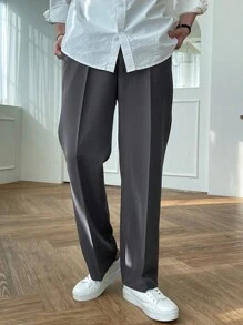 DAZY 男士斜插口袋西装裤商务装 - 深灰色 - 查看 3