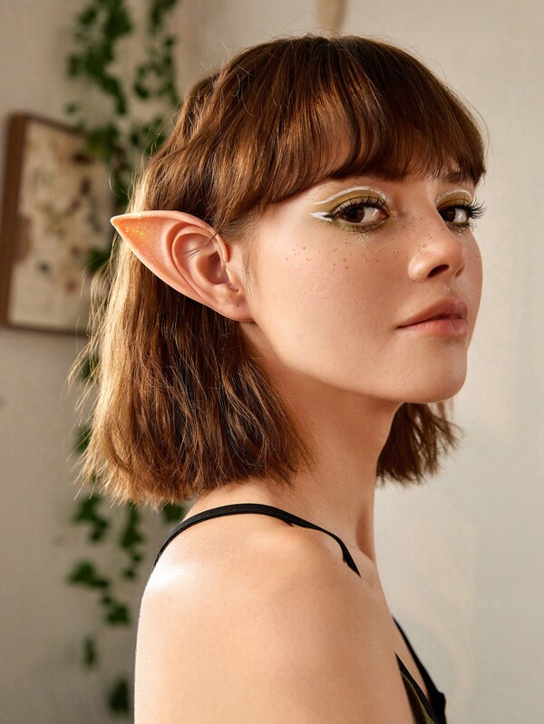 ROMWE Fairycore 2 Stücke Ohrring Elf Design, Glitzer,