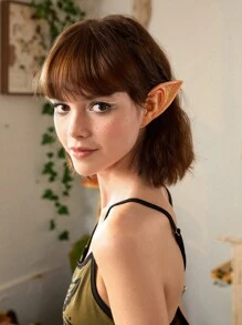 ROMWE Fairycore 2pcs Elf Design Glitter Ear Climber - Apricot - View 2