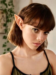 ROMWE Fairycore 2pcs Elf Design Glitter Ear Climber - Apricot - View 3