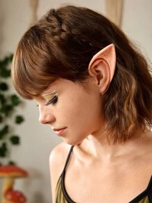 ROMWE Fairycore 2pcs Elf Design Glitter Ear Climber - Apricot - View 4