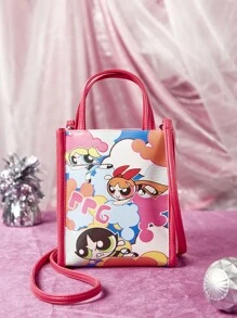 THE POWERPUFF GIRLS X SHEIN Mini Square Bag Cartoon Pattern Cute - Multicolor - View 5