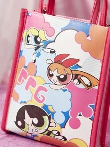 THE POWERPUFF GIRLS X SHEIN Mini Square Bag Cartoon Pattern Cute - Multicolor - View 9