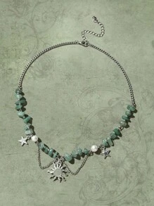 ROMWE Fairycore 1 Miếng Thời trang mặt trời Đá trang trí Vòng cổ mặt dây chuyền Đối với phụ nữ Để Trang Trí Hàng Ngày - màu xanh lá - Xem 1