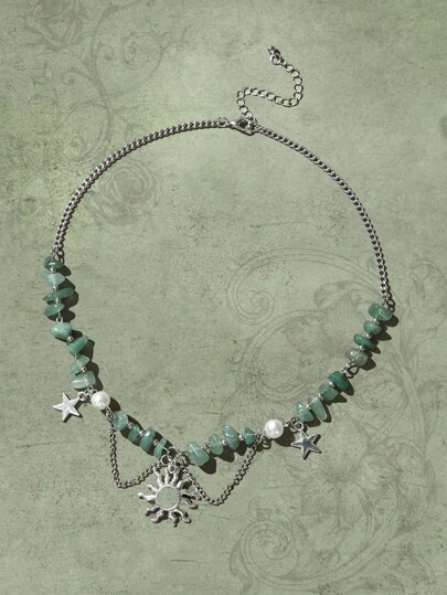 Fairycore 1pc Fashion Sun Stone Decor Pendant Necklace For Women For Daily Decoration