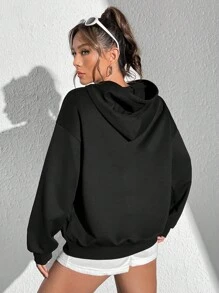 SHEIN Coolane Sudadera De Patrón De Coche Para Mujer - Negro - Ver 2