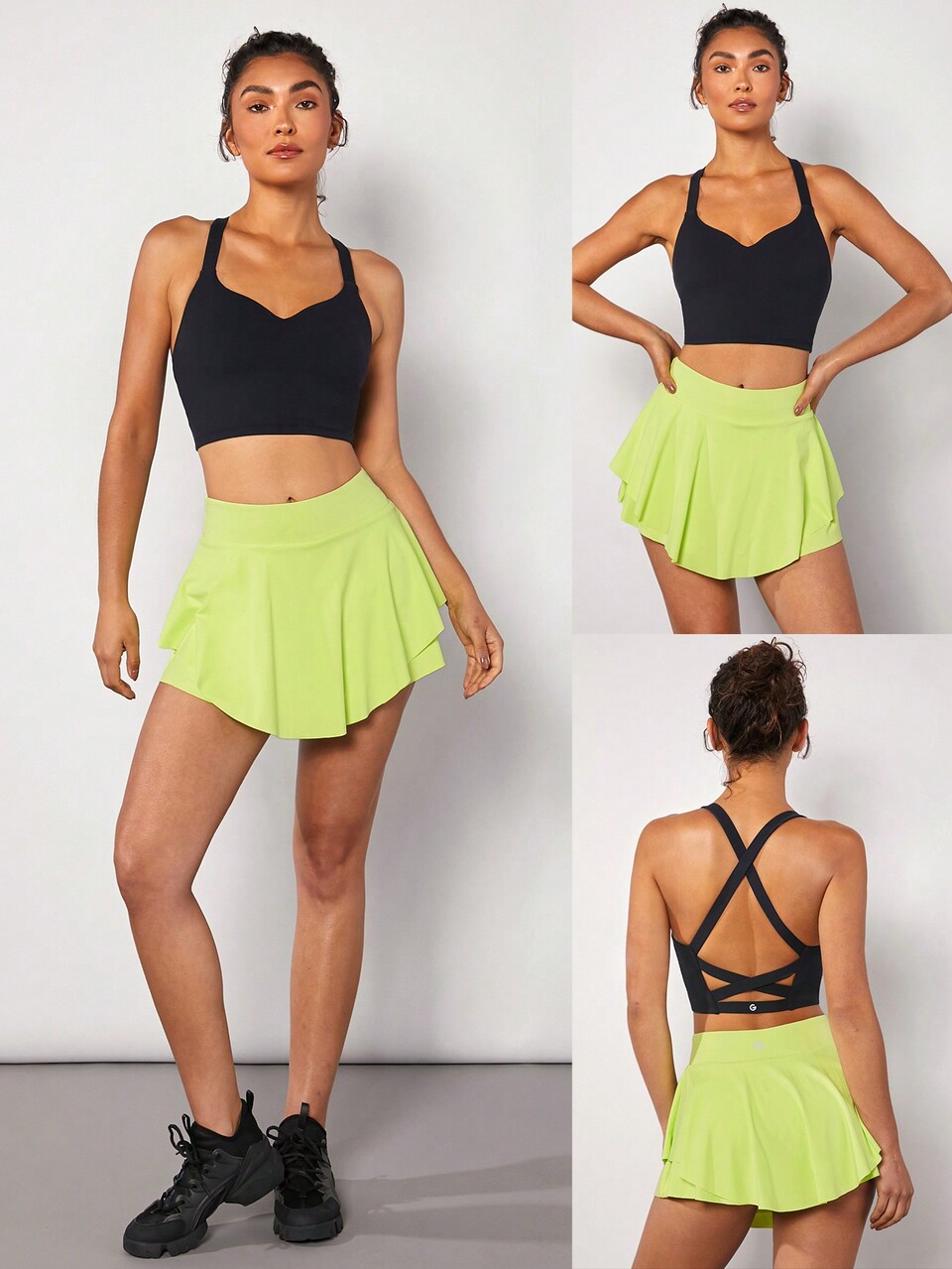 FeatherFit™-Air Ruffle Pocket Anti-Slip Skirt Skort With Built-In Shorts Light Support Low Impact Daily Casual Quick Dry Moisture Wicking
