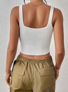 SHEIN Essnce Áo dệt kim nữ Bất đối xứng Xù nhỏ Gân đan màu trơn Giải trí - trắng - Xem 2